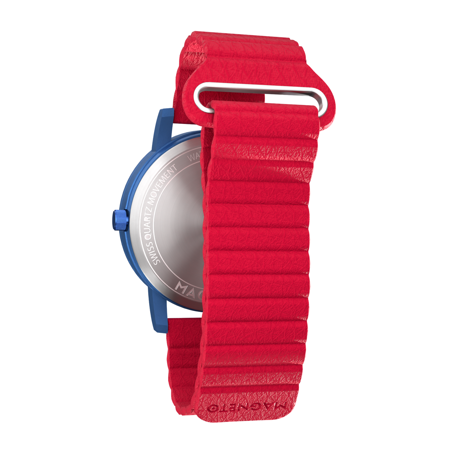 Wave Blue synthetic leather magnetic red (with glass)