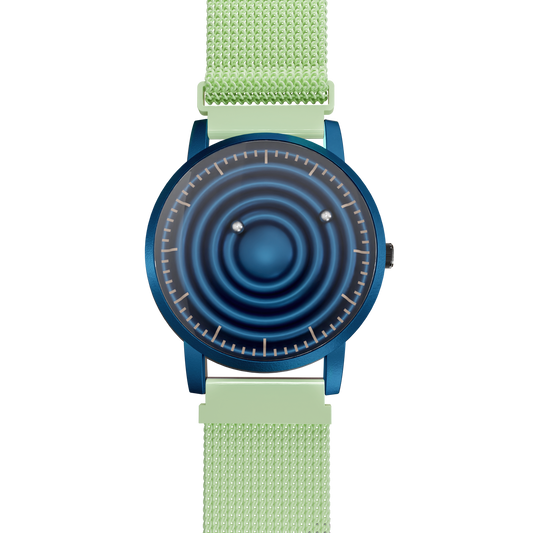 Magneto-Watch-Wave-Blue-Maschenarmband-Mint-Front
