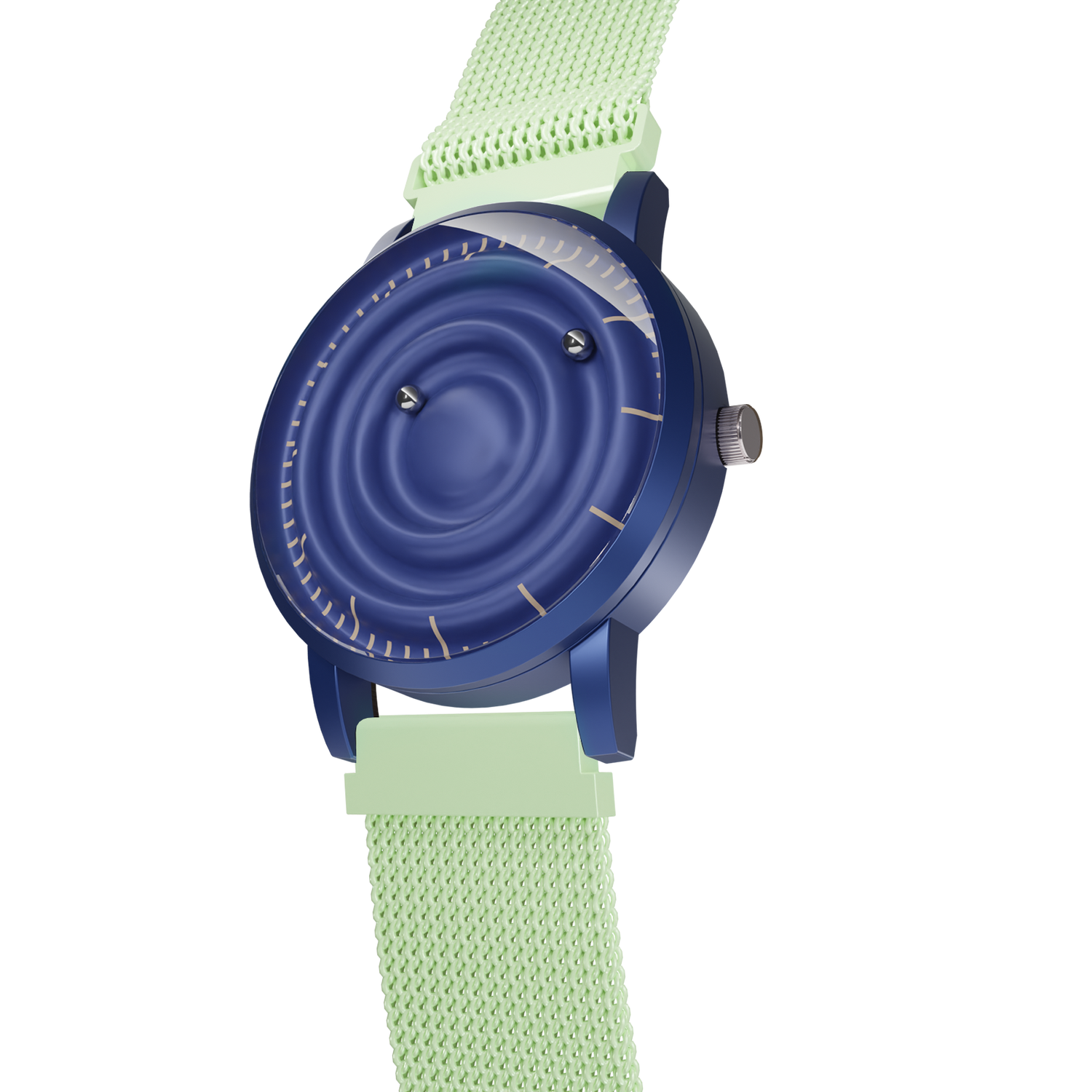 Magneto-Watch-Wave-Blue-Maschenarmband-Mint-Side