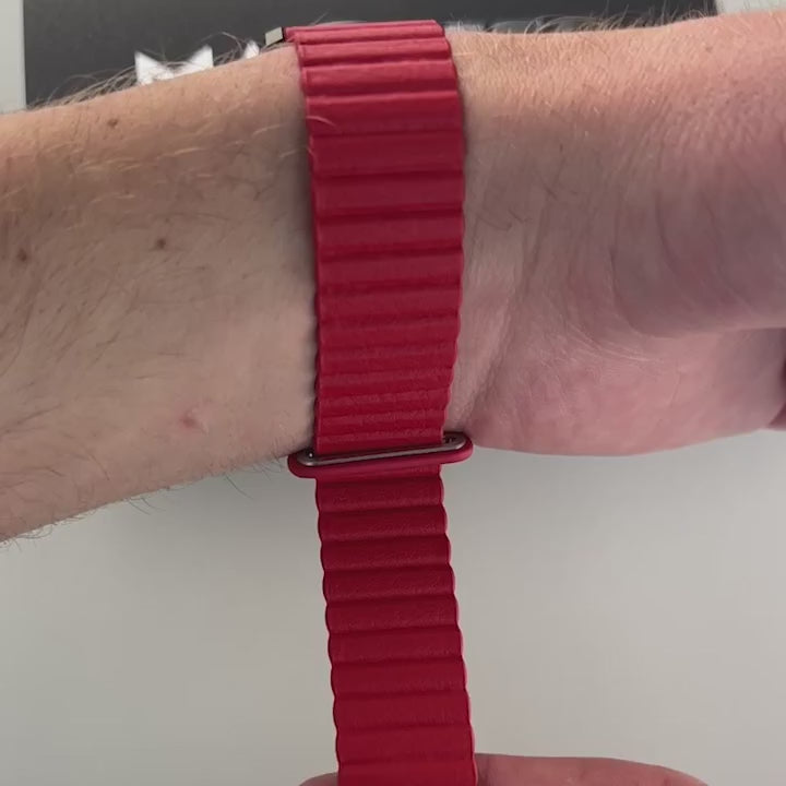 Magneto-Watch-Wave-Black-Kunstleder-Magnetisch-Rot-Handgelenk-Video