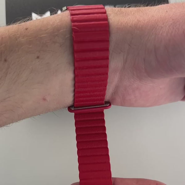 Magneto-Watch-Wave-Black-Kunstleder-Magnetisch-Rot-Handgelenk-Video