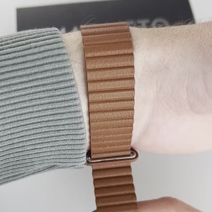 Magneto-Watch-Wave-Black-Kunstleder-Magnetisch-Braun-Handgelenk-Video