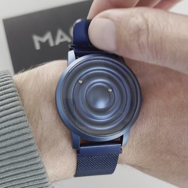 MAGNETO Wave Blue Maschenarmband Blau Armbanduhr – Magneto Watch