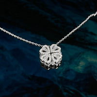 Halskette mit Kleeblatt & Herz Anhänger Silber-Ice (925 Silber)