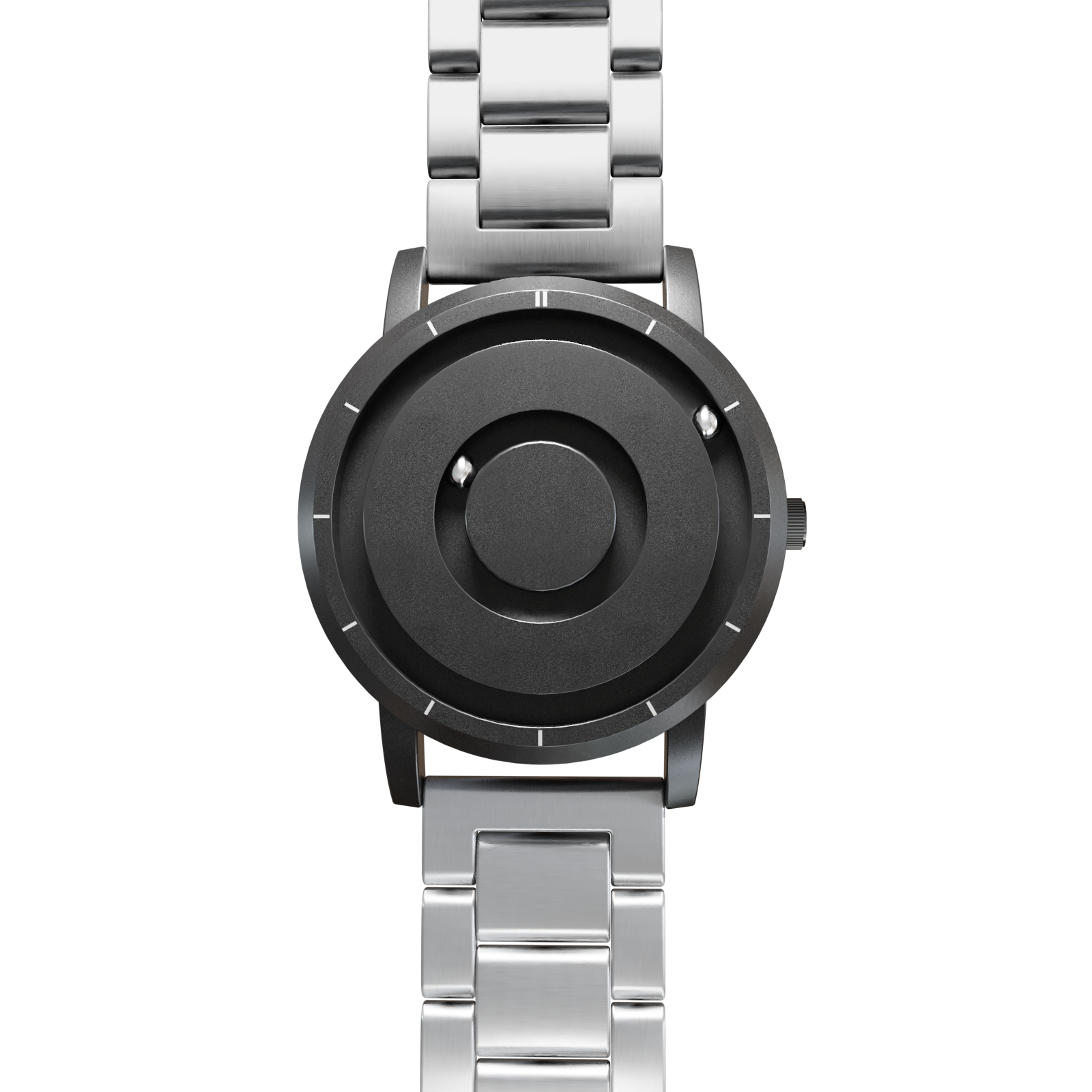 Magneto-Watch-Jupiter-Black-Edelstahl-Silber-Front