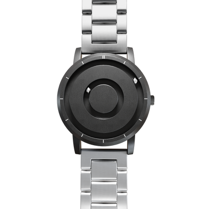 Magneto-Watch-Jupiter-Black-Edelstahl-Silber-Front