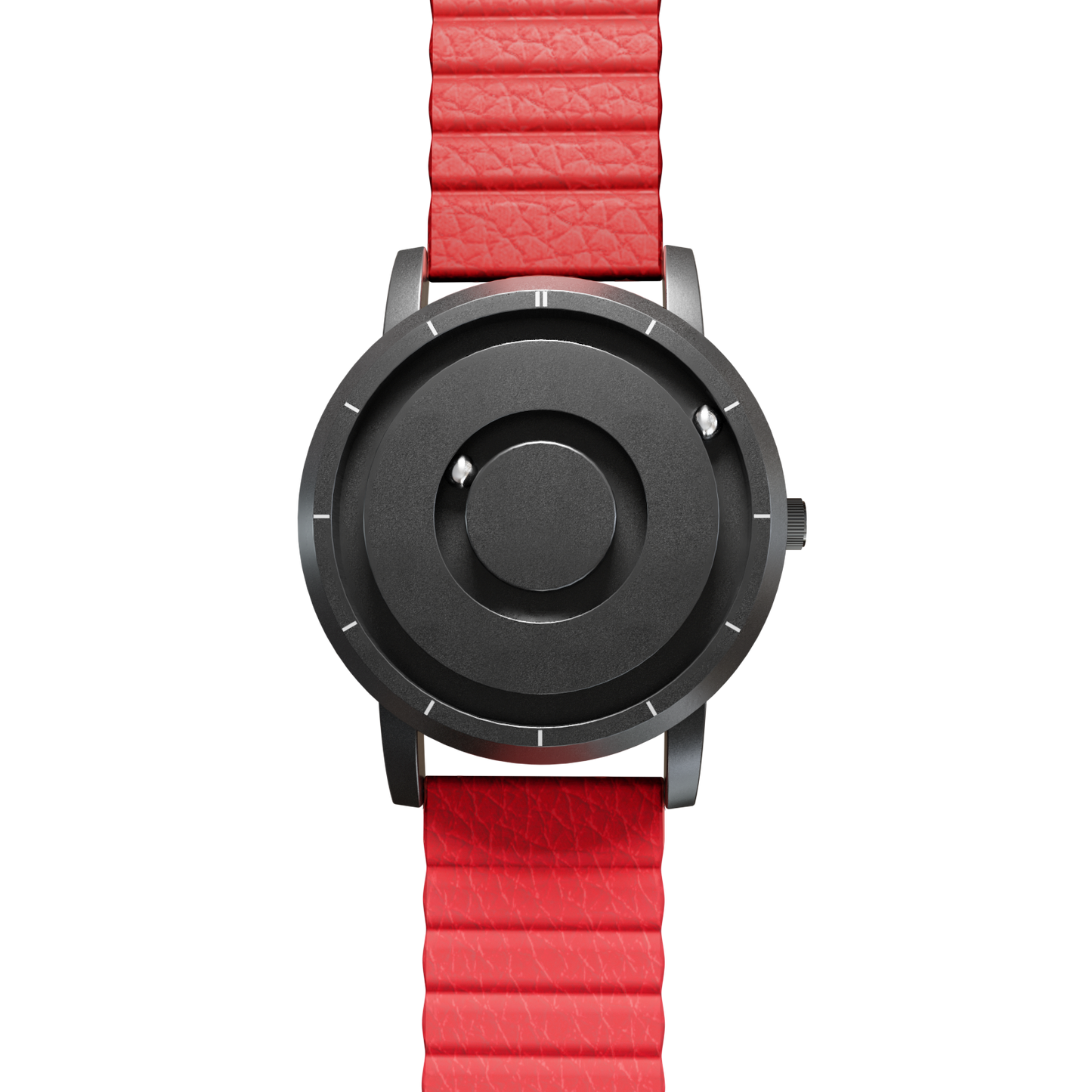 Magneto-Watch-Jupiter-Black-Kunstleder-Magnetisch-Rot-Front