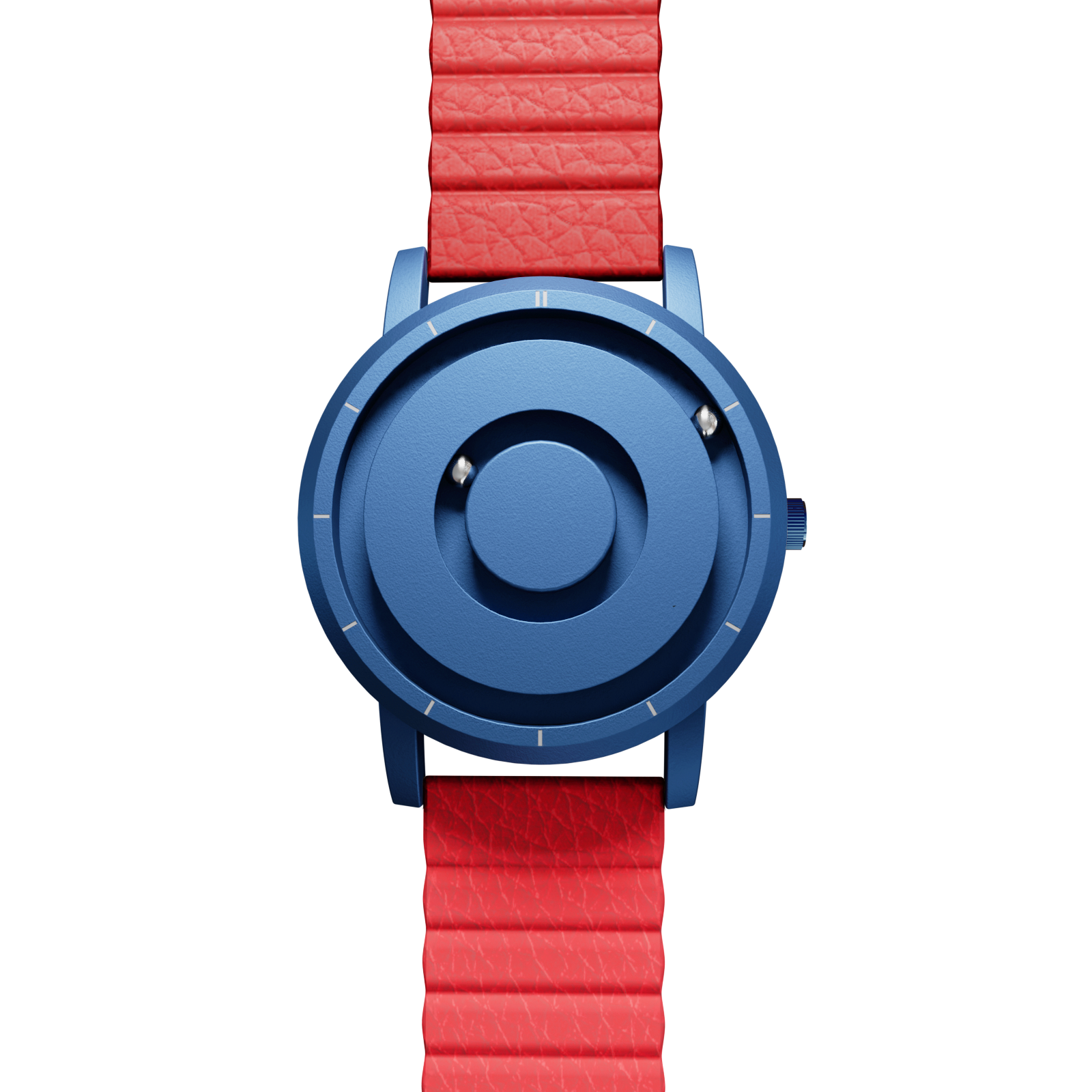 Magneto-Watch-Jupiter-Blue-Kunstleder-Magnetisch-Rot-Front