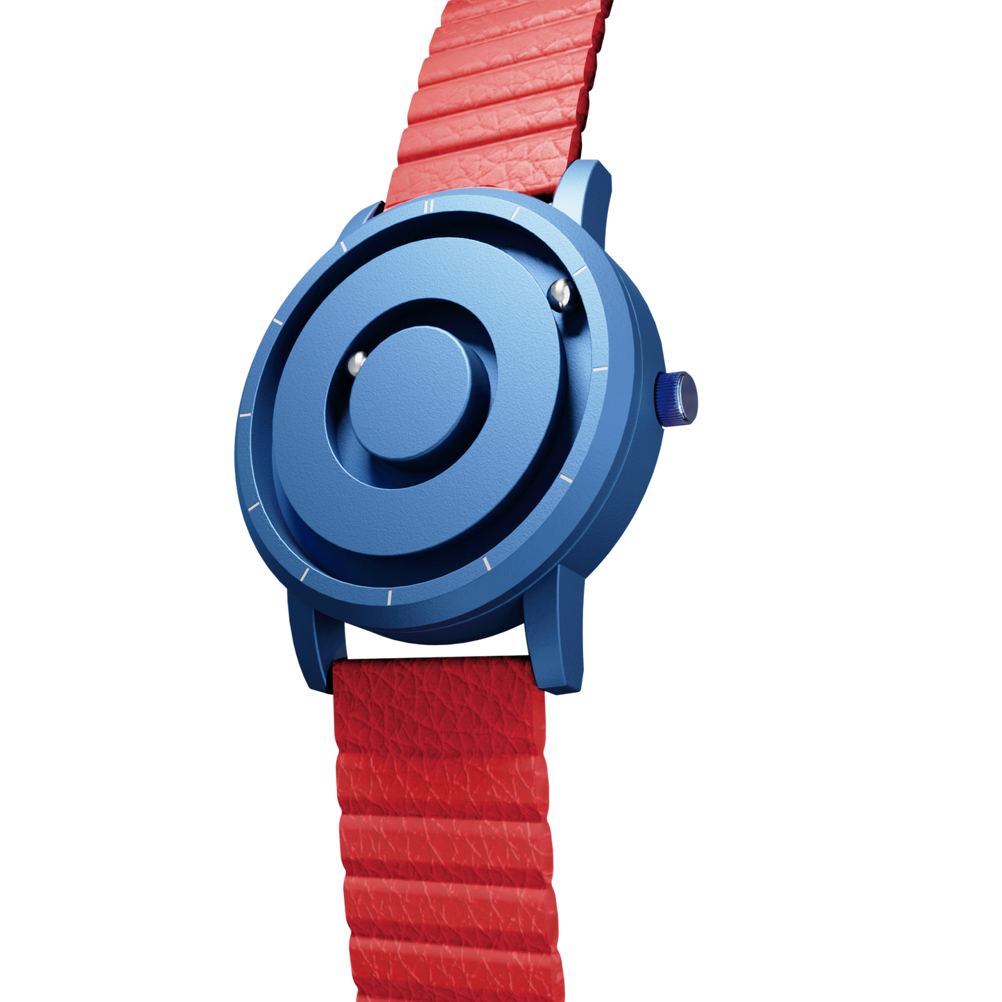 Magneto-Watch-Jupiter-Blue-Kunstleder-Magnetisch-Rot-Side