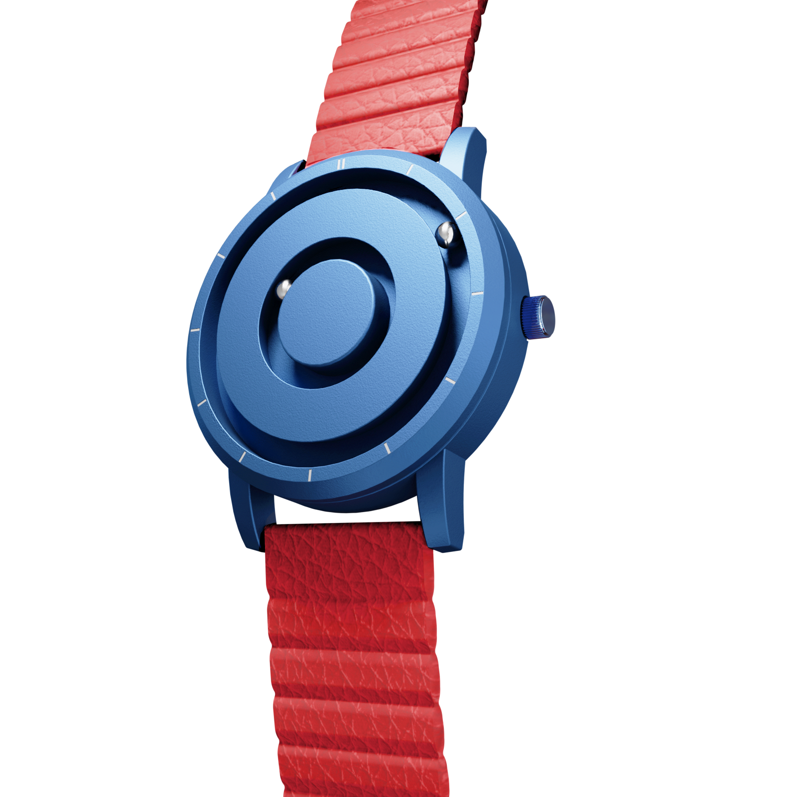 Magneto-Watch-Jupiter-Blue-Kunstleder-Magnetisch-Rot-Side