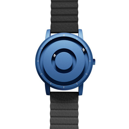 Magneto-Watch-Jupiter-Blue-Kunstleder-Magnetisch-Schwarz-Front
