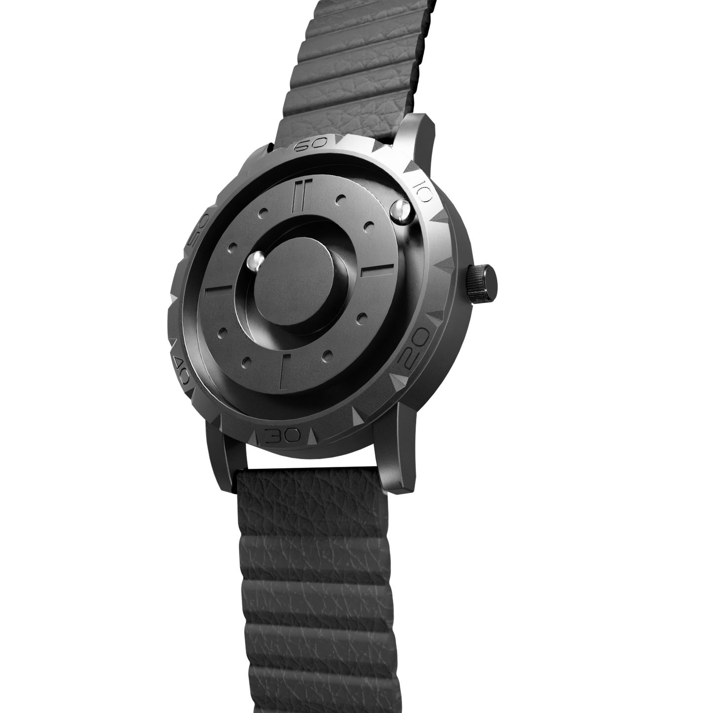 Magneto-Watch-Komet-Black-Kunstleder-Magnetisch-Schwarz-Side