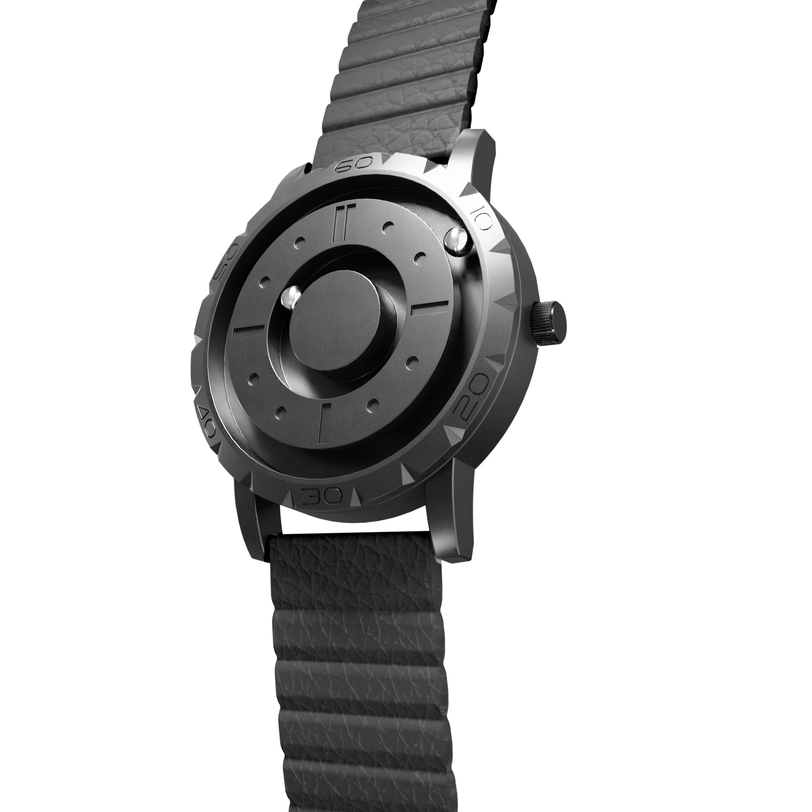 Magneto-Watch-Komet-Black-Kunstleder-Magnetisch-Schwarz-Side