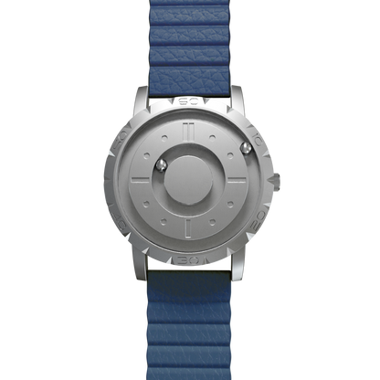 Magneto-Watch-Komet-Silver-Kunstleder-Magnetisch-Blau-Front