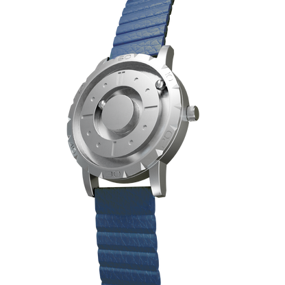 Magneto-Watch-Komet-Silver-Kunstleder-Magnetisch-Blau-Side