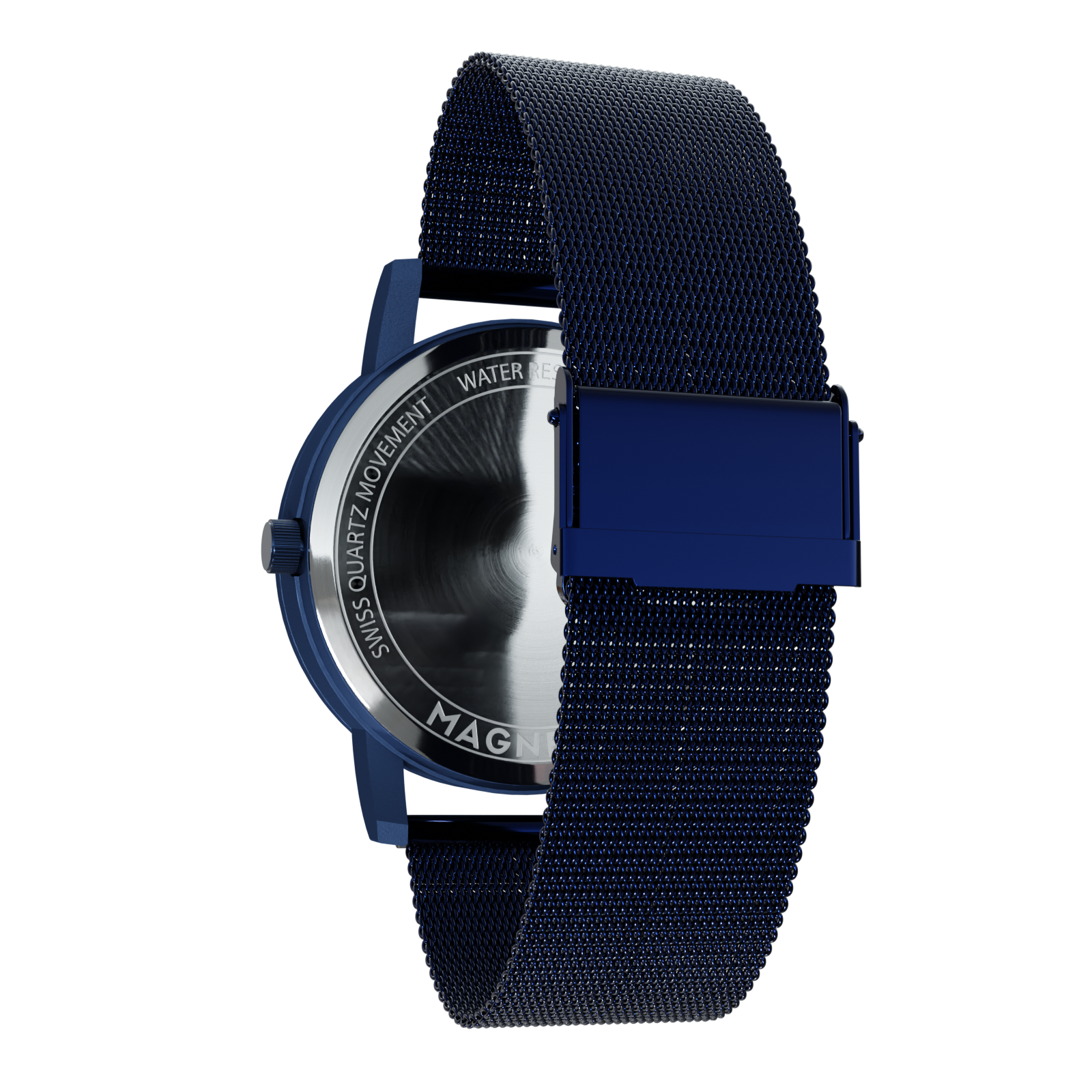 Magneto-Watch-Maschenarmband-Sicherheitsverschluss-Blau-Side