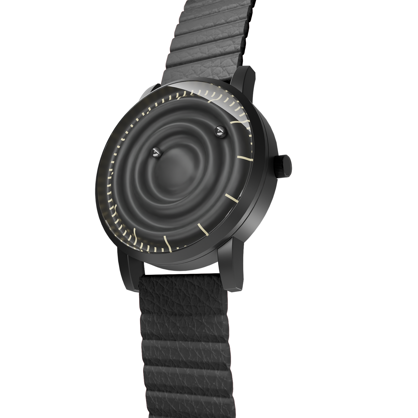 Magneto-Watch-Wave-Black-Kunstleder-Magnetisch-Schwarz-Side