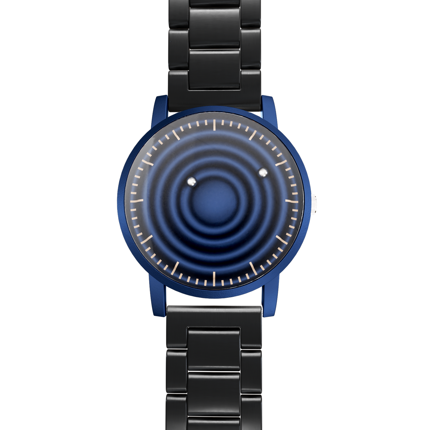 Magneto-Watch-Wave-Blue-Edelstahl-Schwarz-Front