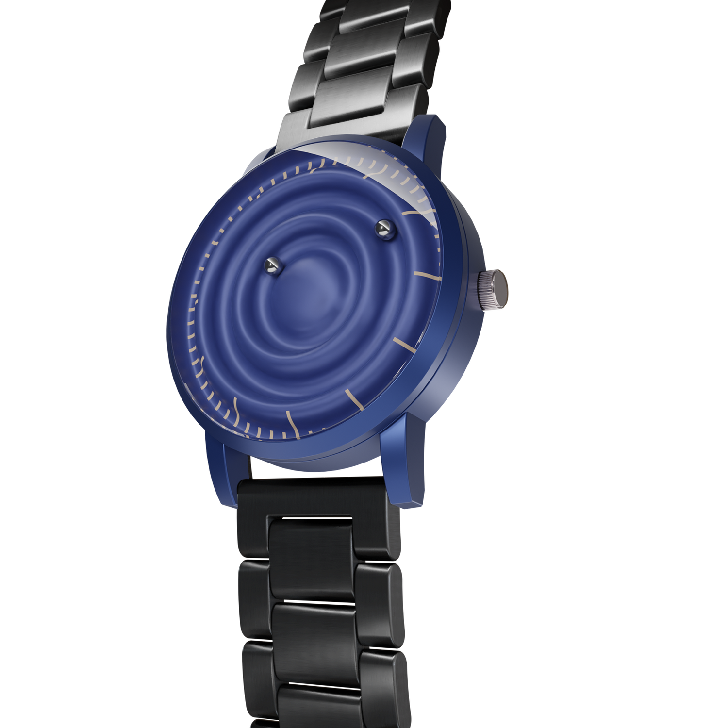 Magneto-Watch-Wave-Blue-Edelstahl-Schwarz-Side