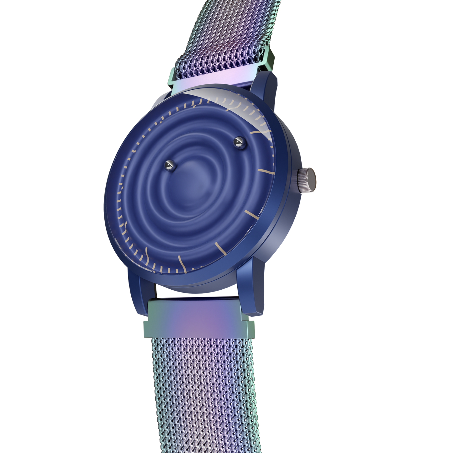 Magneto-Watch-Wave-Blue-Maschenarmband-Flip-Flop-Side